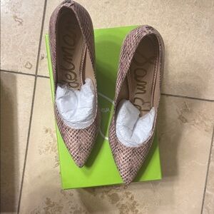 Sam Edelman Snakeskin Heels - Tan